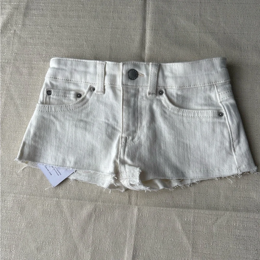 NWT Reiss Mila Jr Denim White Cut Off‎ Shorts Size 4/5